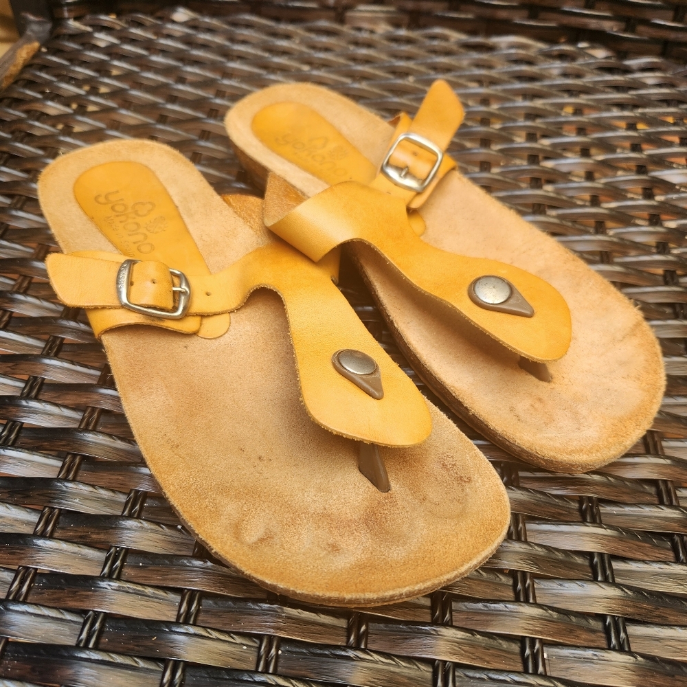Yokono Yellow Flip Flop Thong Sandals Womens Size 7.5 Made In Spain